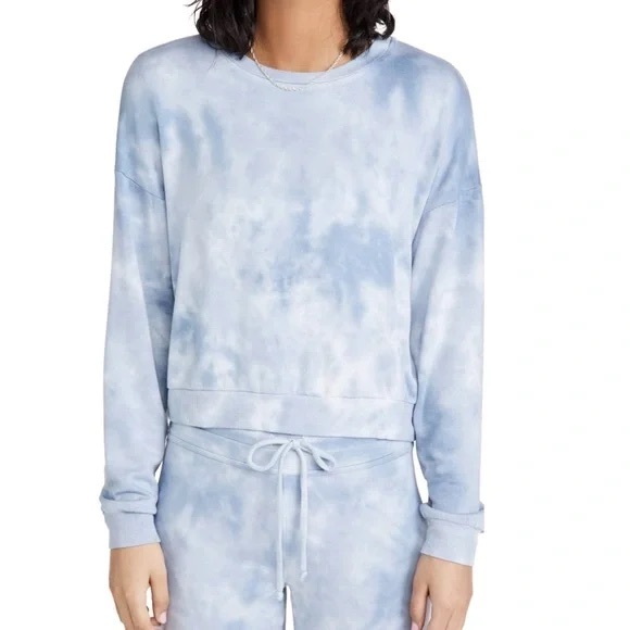 Beyond Yoga Tops - Beyond Yoga Day to Day Pullover in Blue Dream-Gray Cloud Dye